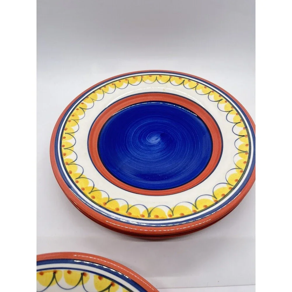 Pier 1 Del Sol Handpainted Earthenware  Dessert Salad Plates Set of Three 8 1/2